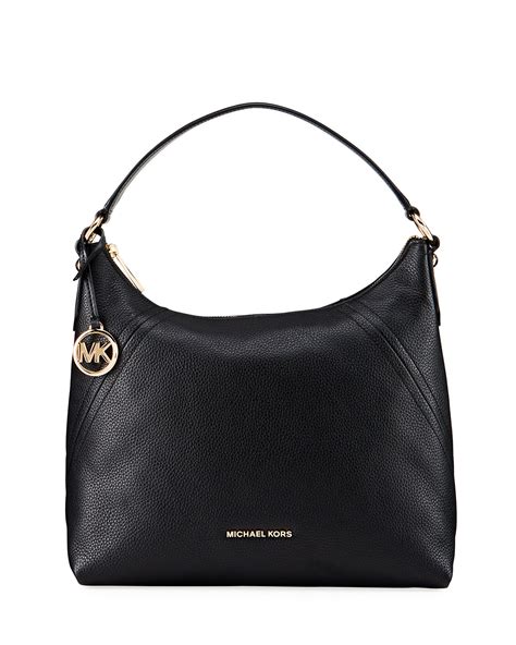 michael kors aria large shoulder - black|Signature Aria Large Shoulder Bag .